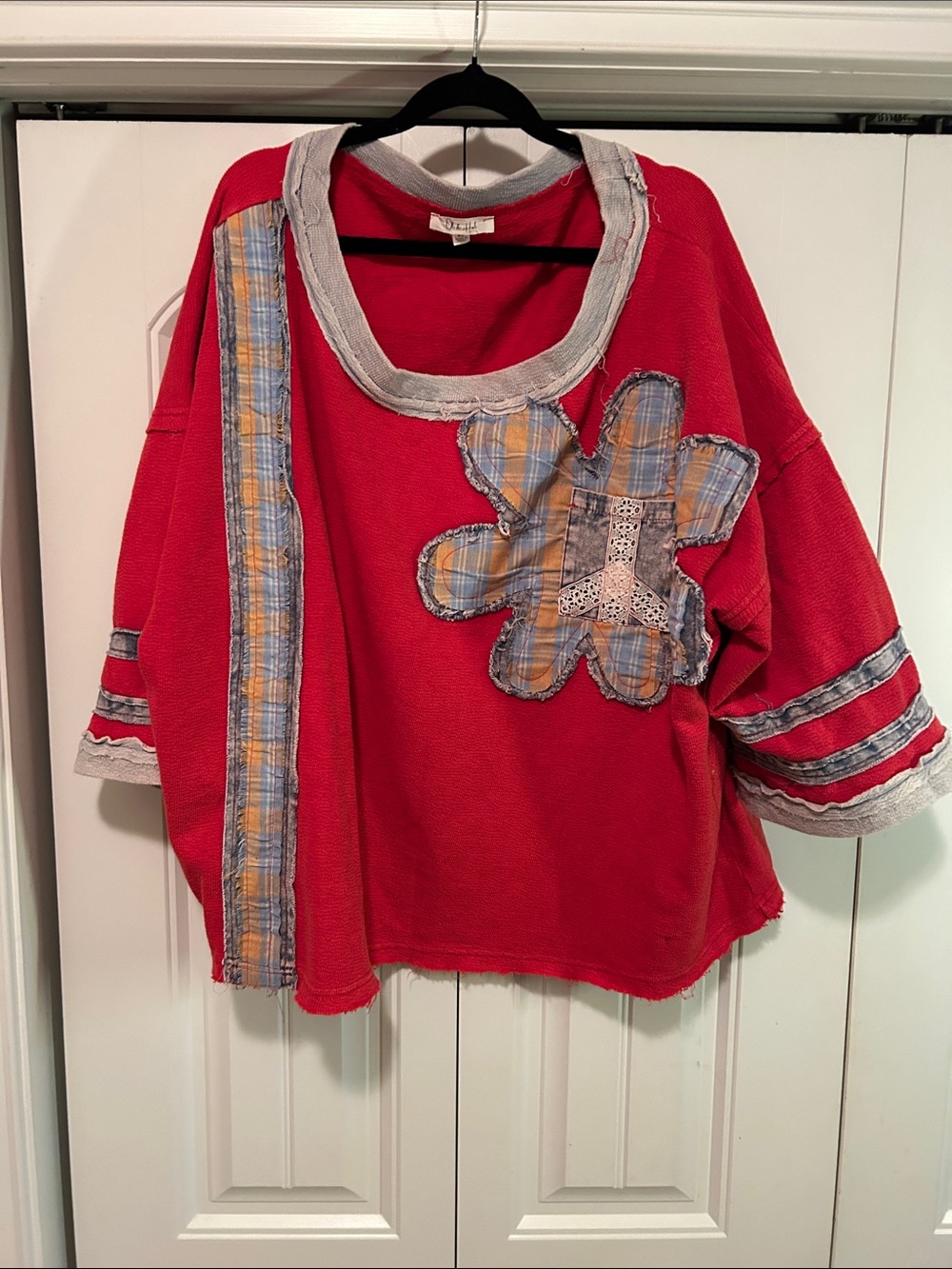 Oli & Hali Red Sweatshirt with Light Gray Trim